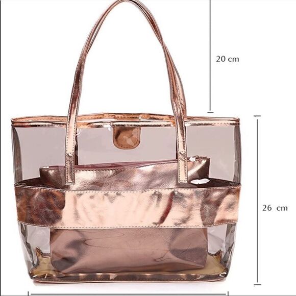 New Semi Clear Stripe Tote Bag Set - Picture 2 of 8
